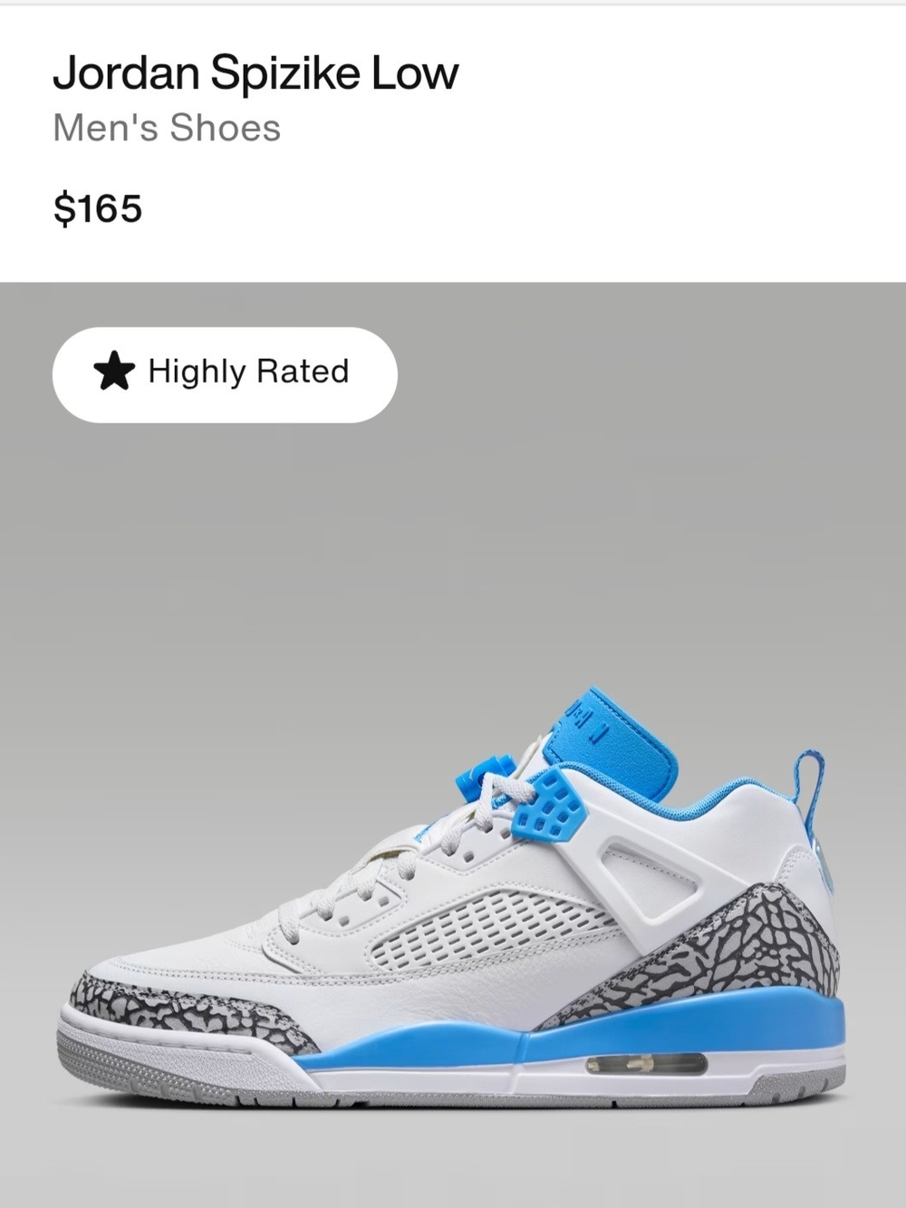 Jordan Men’s White and University Blue Spizike Basketball Shoes - Picture 12 of 15